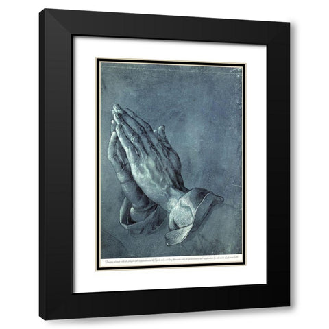 Praying Hands with Verse Black Modern Wood Framed Art Print with Double Matting by Durer, Albrecht