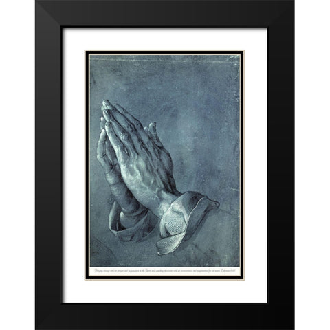 Praying Hands with Verse Black Modern Wood Framed Art Print with Double Matting by Durer, Albrecht