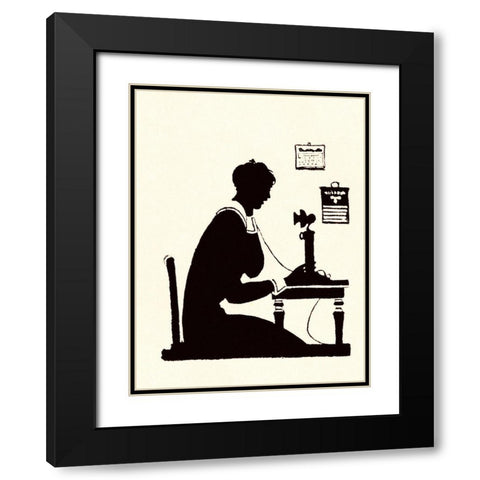 Homemaker Makes a Phone Call Black Modern Wood Framed Art Print with Double Matting by Parrish, Maxfield
