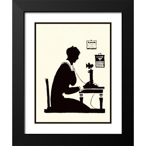 Homemaker Makes a Phone Call Black Modern Wood Framed Art Print with Double Matting by Parrish, Maxfield