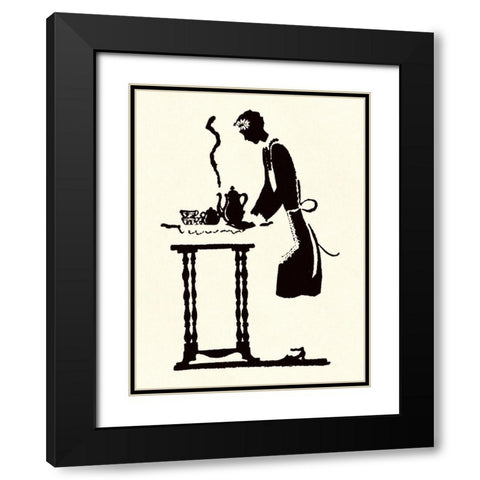 Maid Prepares Hot and Steaming Coffee Black Modern Wood Framed Art Print with Double Matting by Parrish, Maxfield