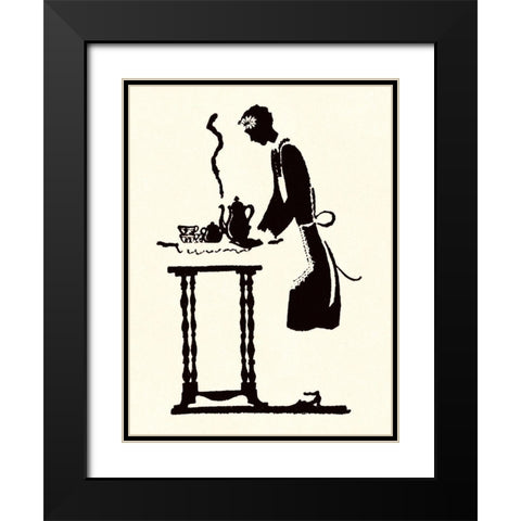 Maid Prepares Hot and Steaming Coffee Black Modern Wood Framed Art Print with Double Matting by Parrish, Maxfield