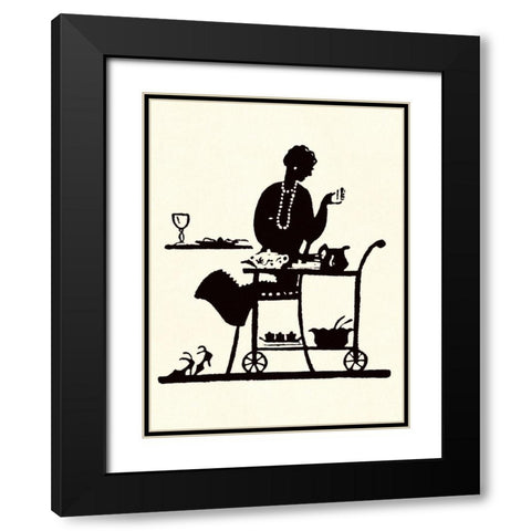 Homemaker Takes Items From a Serving Cart Black Modern Wood Framed Art Print with Double Matting by Parrish, Maxfield