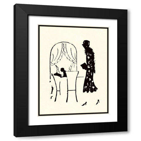 Dressed Woman Walks Into a Restaurant Black Modern Wood Framed Art Print with Double Matting by Parrish, Maxfield