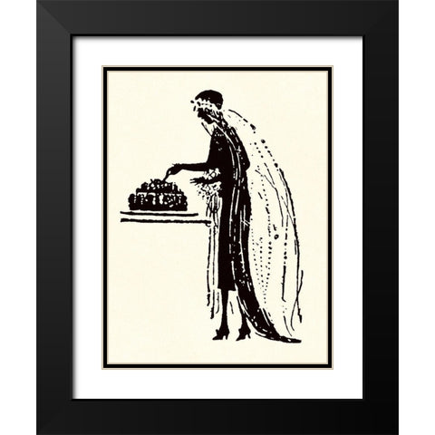 Bride Cuts Her Wedding Cake Black Modern Wood Framed Art Print with Double Matting by Parrish, Maxfield