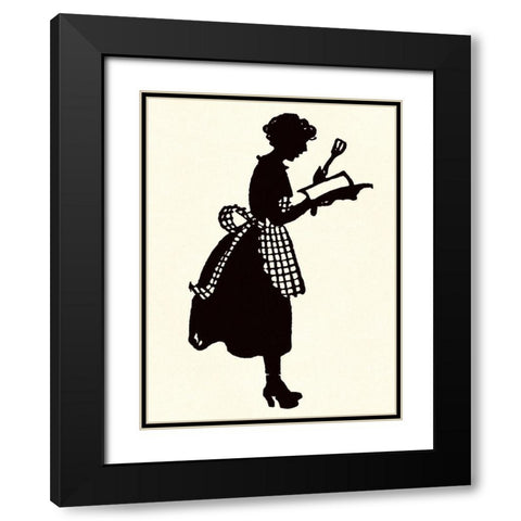 Homemaker Reads a Recipe Book Black Modern Wood Framed Art Print with Double Matting by Parrish, Maxfield