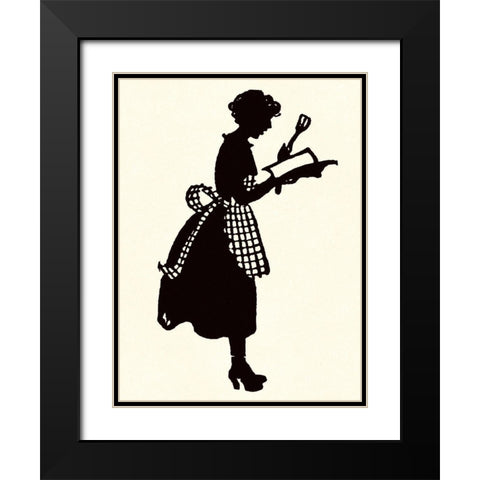 Homemaker Reads a Recipe Book Black Modern Wood Framed Art Print with Double Matting by Parrish, Maxfield