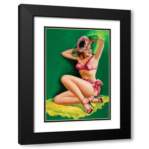 Flirt Magazine: Pinup with Hat Black Modern Wood Framed Art Print with Double Matting by Driben, Peter