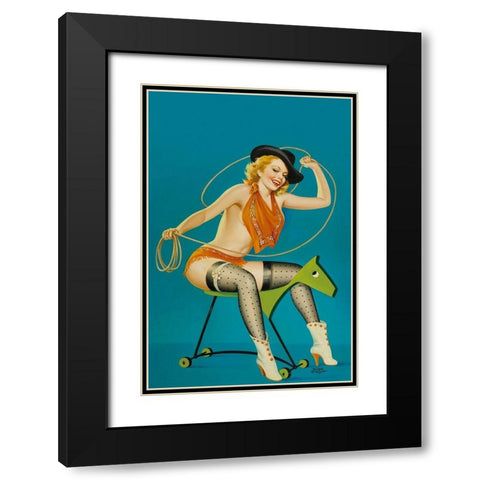 Flirt Magazine: Roping the Horse Black Modern Wood Framed Art Print with Double Matting by Driben, Peter