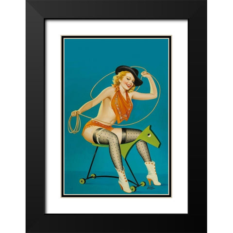 Flirt Magazine: Roping the Horse Black Modern Wood Framed Art Print with Double Matting by Driben, Peter