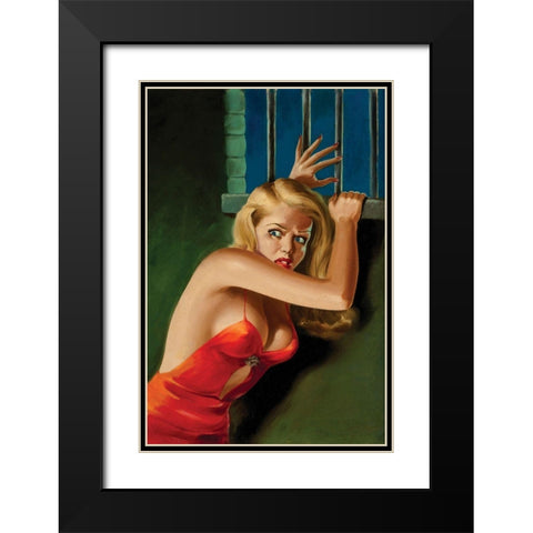 The Prisoner - Pulp Cover Black Modern Wood Framed Art Print with Double Matting by Driben, Peter