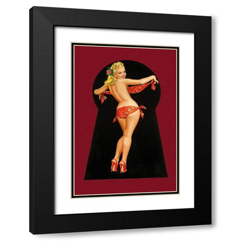 Whisper Magazine: Keyhole Pinup with Bandana Black Modern Wood Framed Art Print with Double Matting by Driben, Peter