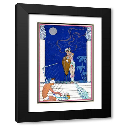 Egypt Black Modern Wood Framed Art Print with Double Matting by Barbier, Georges