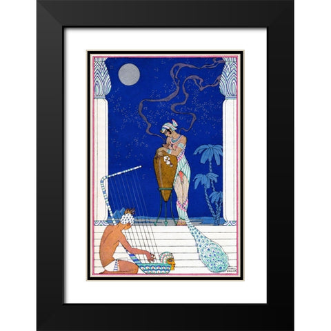 Egypt Black Modern Wood Framed Art Print with Double Matting by Barbier, Georges