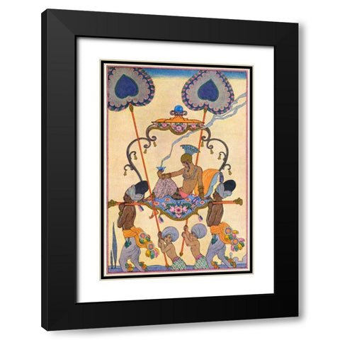 India Black Modern Wood Framed Art Print with Double Matting by Barbier, Georges