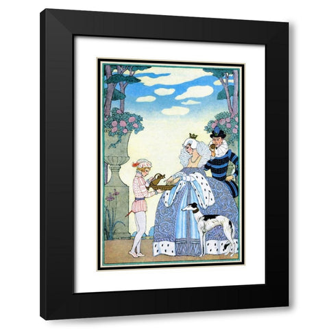 Elizabethan England Black Modern Wood Framed Art Print with Double Matting by Barbier, Georges