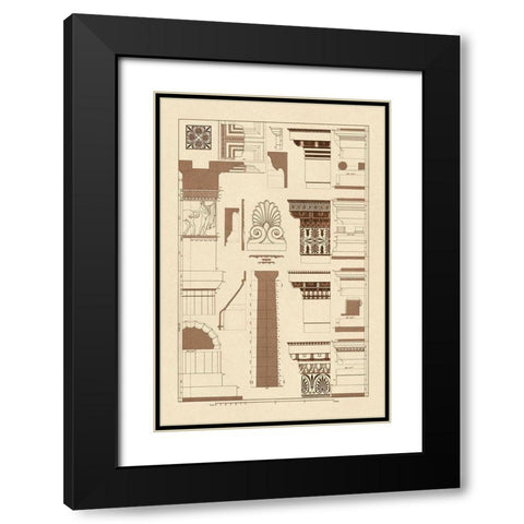Details of the Parthenon at Athens Black Modern Wood Framed Art Print with Double Matting by Buhlmann, J.