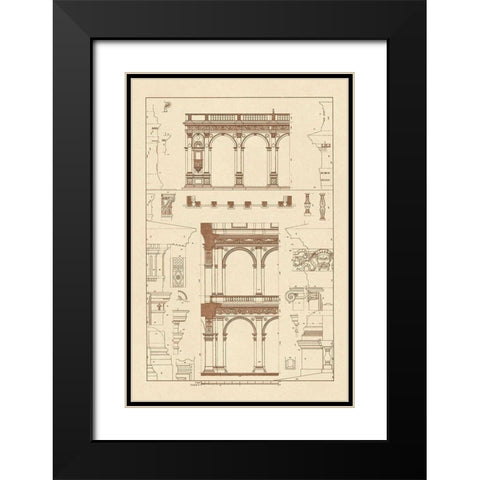 Porch of the Cathedral of Spoleto and Arcade from Palazzo Farnese Black Modern Wood Framed Art Print with Double Matting by Buhlmann, J.