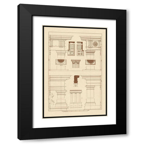 Doric, Tuscan Orders and Columns Black Modern Wood Framed Art Print with Double Matting by Buhlmann, J.