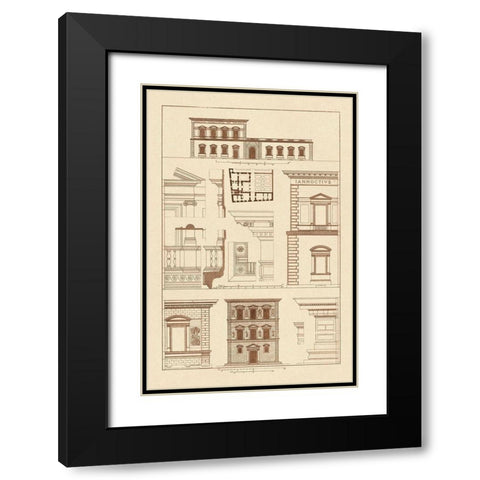 Palazzos Pandolfini and Bartolini at Florence Black Modern Wood Framed Art Print with Double Matting by Buhlmann, J.