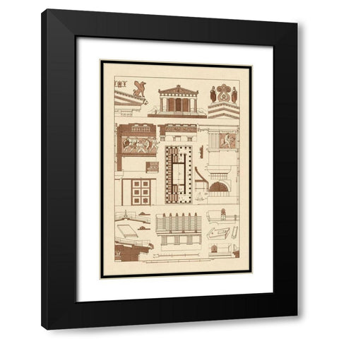 Temple of Athene and Theseus, Polychrome Black Modern Wood Framed Art Print with Double Matting by Buhlmann, J.