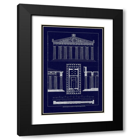 The Parthenon at Athens (Blueprint) Black Modern Wood Framed Art Print with Double Matting by Buhlmann, J.