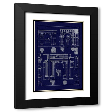 Arcades (Blueprint) Black Modern Wood Framed Art Print with Double Matting by Buhlmann, J.