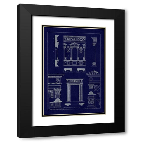 Window in the Cortile of Dodges Palace, Palazzo Vecchio, and Santa Croce (Blueprint) Black Modern Wood Framed Art Print with Double Matting by Buhlmann, J.