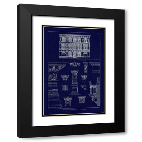 Palazzo Vendramin-Calergi at Venice (Blueprint) Black Modern Wood Framed Art Print with Double Matting by Buhlmann, J.