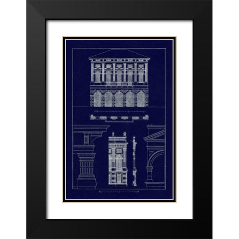 Palazzo Verzi at Verona, Palazzo Madama (Blueprint) Black Modern Wood Framed Art Print with Double Matting by Buhlmann, J.