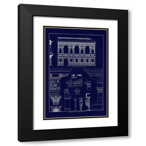 Palazzo Bevilacqua at Verona (Blueprint) Black Modern Wood Framed Art Print with Double Matting by Buhlmann, J.
