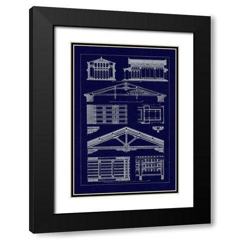 Internal Decoration of Roof (Blueprint) Black Modern Wood Framed Art Print with Double Matting by Buhlmann, J.