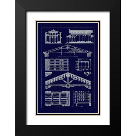 Internal Decoration of Roof (Blueprint) Black Modern Wood Framed Art Print with Double Matting by Buhlmann, J.