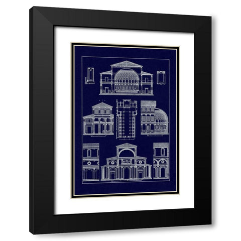Interior of Basilica (Blueprint) Black Modern Wood Framed Art Print with Double Matting by Buhlmann, J.