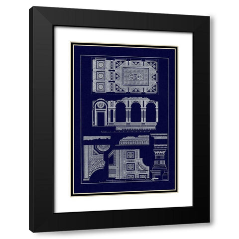 Covered Ceiling, Hotel de Villa (Blueprint) Black Modern Wood Framed Art Print with Double Matting by Buhlmann, J.