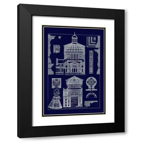 Domical Vaulting of the Renaissance (Blueprint) Black Modern Wood Framed Art Print with Double Matting by Buhlmann, J.