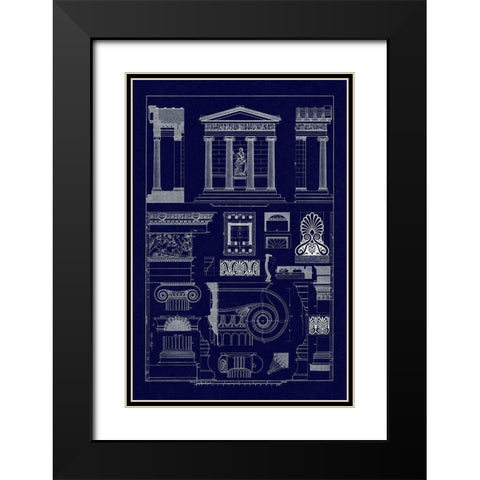 Temple of Nike Apteros at Athens (Blueprint) Black Modern Wood Framed Art Print with Double Matting by Buhlmann, J.