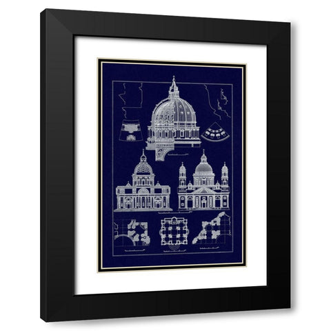 The Domeas Central Crowning Feature of the Renaissance (Blueprint) Black Modern Wood Framed Art Print with Double Matting by Buhlmann, J.