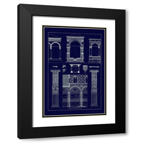 Arcades (Blueprint) Black Modern Wood Framed Art Print with Double Matting by Buhlmann, J.