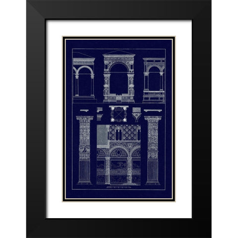 Arcades (Blueprint) Black Modern Wood Framed Art Print with Double Matting by Buhlmann, J.