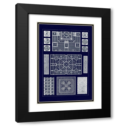 Painted Ceilings and Pavements from Pompeii (Blueprint) Black Modern Wood Framed Art Print with Double Matting by Buhlmann, J.