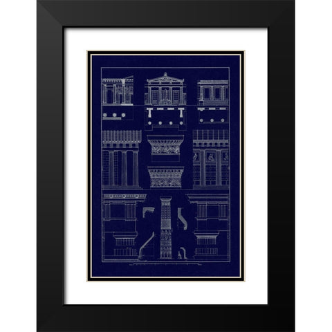 Doric Order, Temple of Zeus and Cased Column (Blueprint) Black Modern Wood Framed Art Print with Double Matting by Buhlmann, J.