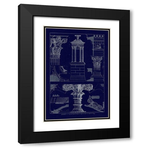 Monument of Lysicrates at Athens (Blueprint) Black Modern Wood Framed Art Print with Double Matting by Buhlmann, J.