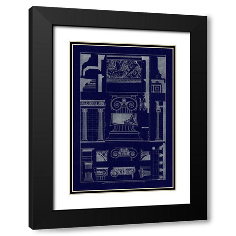 Ionic Capitals (Blueprint) Black Modern Wood Framed Art Print with Double Matting by Buhlmann, J.