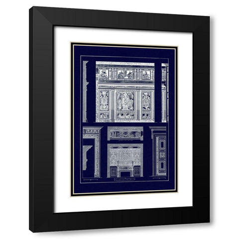Wall Paintings and Decoration of the Renaissance (Blueprint) Black Modern Wood Framed Art Print with Double Matting by Buhlmann, J.