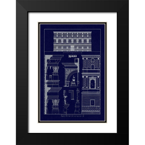 Palazzo Giraud at Rome (Blueprint) Black Modern Wood Framed Art Print with Double Matting by Buhlmann, J.