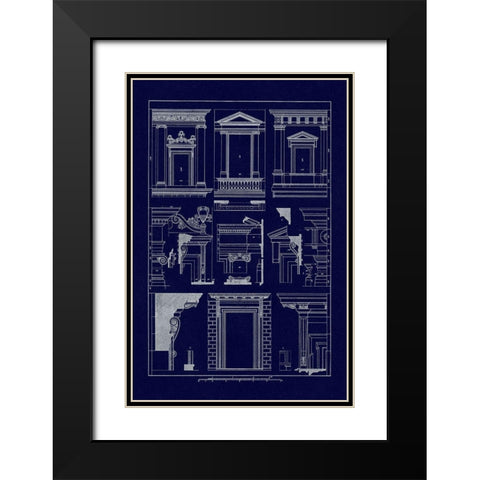 Windows of Palazzo Non Finito, Palace and House at Rome (Blueprint) Black Modern Wood Framed Art Print with Double Matting by Buhlmann, J.