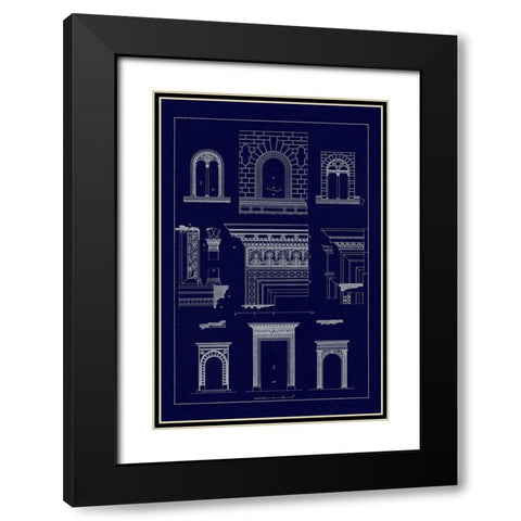 Windows and Doorways of the Renaissance (Blueprint) Black Modern Wood Framed Art Print with Double Matting by Buhlmann, J.