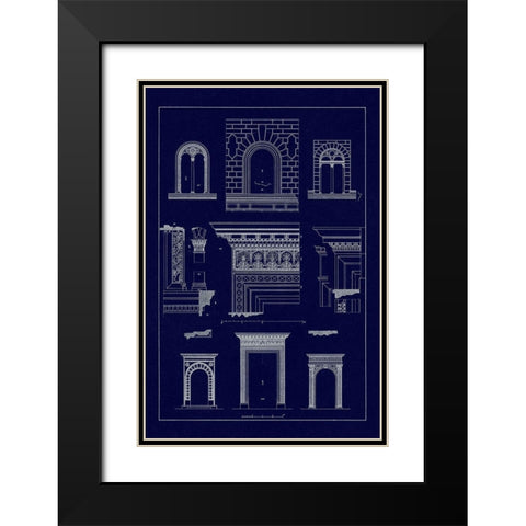Windows and Doorways of the Renaissance (Blueprint) Black Modern Wood Framed Art Print with Double Matting by Buhlmann, J.