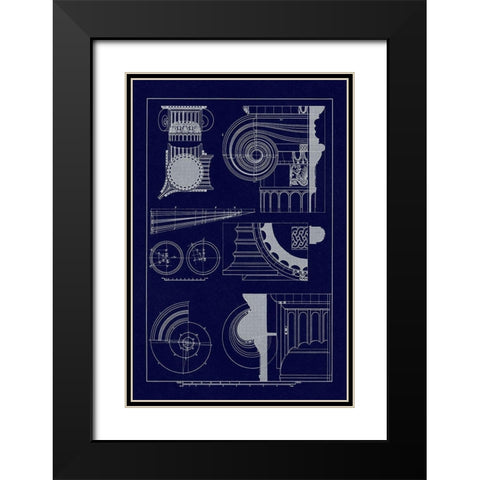Capitals of the Erechtheum (Blueprint) Black Modern Wood Framed Art Print with Double Matting by Buhlmann, J.